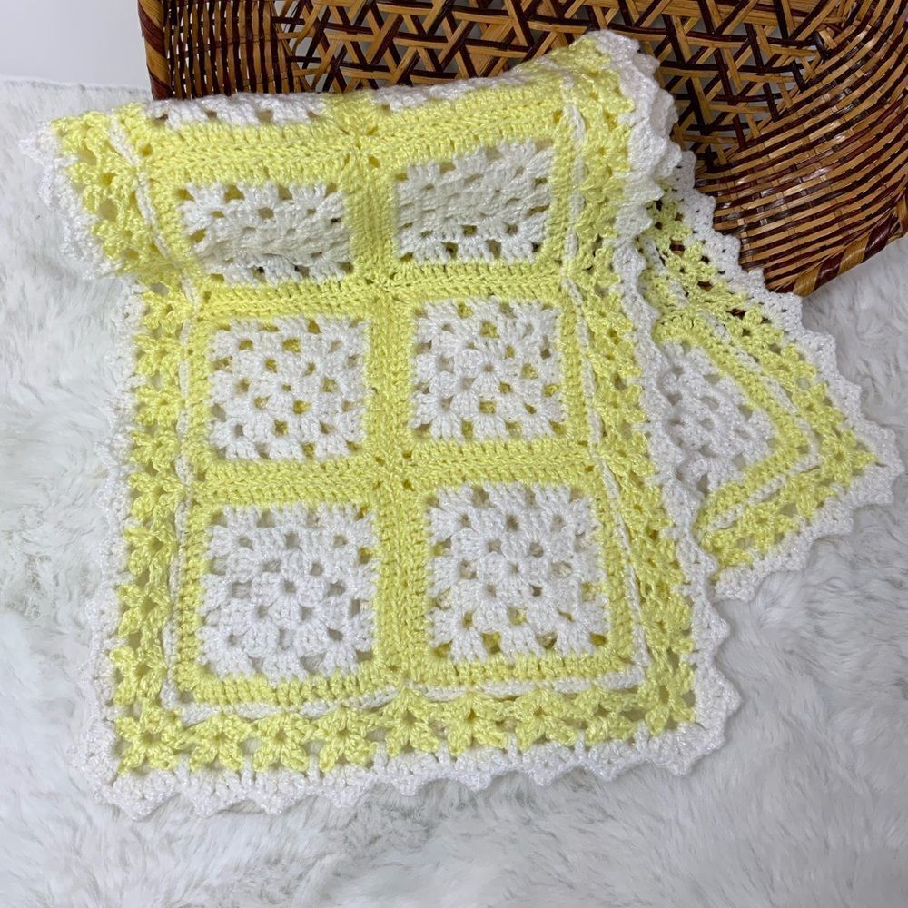 GRANNY SQUARE hand crocheted runner